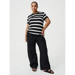 Torrid Perfect Super Soft Jersey Crew Tee Black Striped Short Sleeve Womens 5x